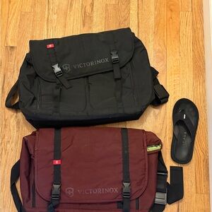 Victorinox Black and Burgundy Men's Messenger Bags